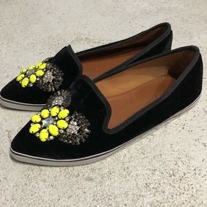Schutz Velvet brooch point toe flats